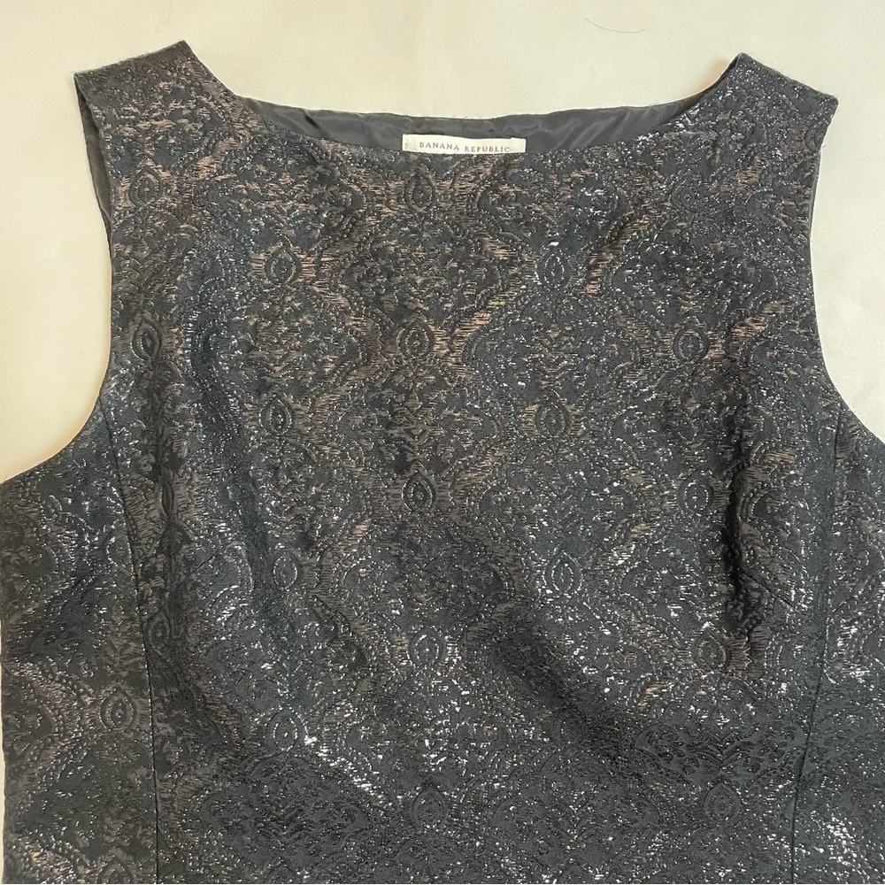 New Banana Republic Black Silk Blend Sleeveless Shift Dress Size 6 - Picture 9 of 10